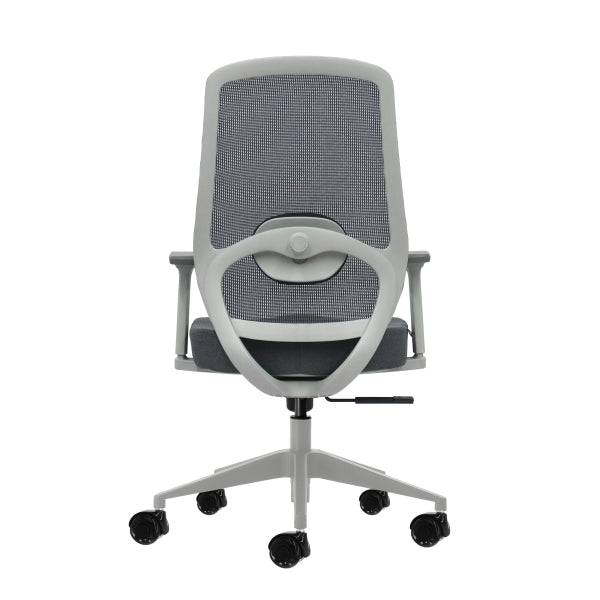 Oqonos Cherg 026 Sedia da Ufficio Ergonomica con Supporto Lombare Regolabile in Altezza e Profondità, Braccioli 4D, Pistone Gas Classe 4, Seduta Ergonomica Sagomata e Ruote in Silicone - Grigio