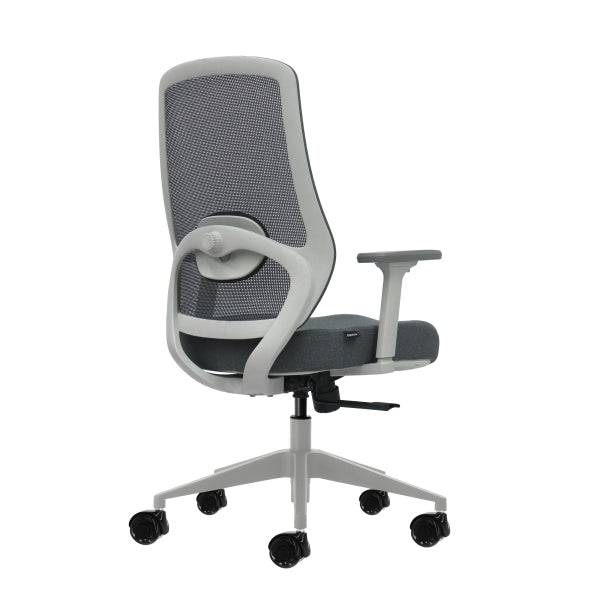 Oqonos Cherg 026 Sedia da Ufficio Ergonomica con Supporto Lombare Regolabile in Altezza e Profondità, Braccioli 4D, Pistone Gas Classe 4, Seduta Ergonomica Sagomata e Ruote in Silicone - Grigio