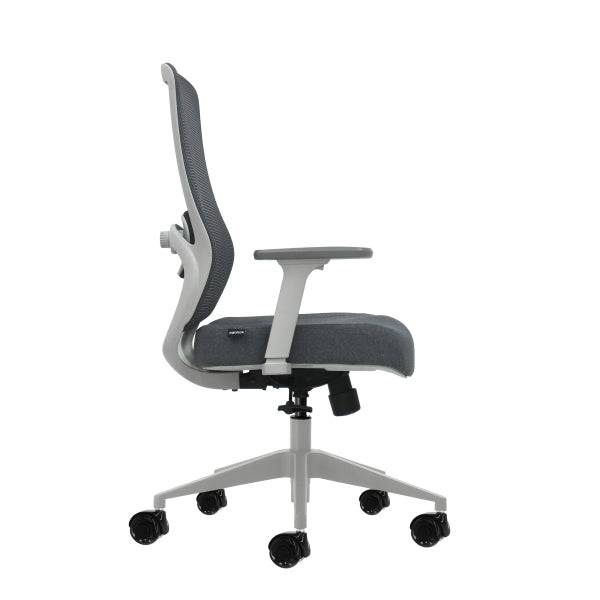 Oqonos Cherg 026 Sedia da Ufficio Ergonomica con Supporto Lombare Regolabile in Altezza e Profondità, Braccioli 4D, Pistone Gas Classe 4, Seduta Ergonomica Sagomata e Ruote in Silicone - Grigio