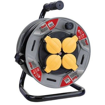 Elbat Avvolgitore Prolunga con Protezione Termica - 4 Schuko - Carico Massimo Avvolto 1100W, Svolto 3200W - Cavo 25m