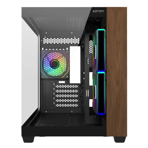 Abysm Danube Sava Nature 285C Black ARGB Case Micro ATX, ITX - Pannello Laterale e Frontale Vetro Temperato - 3.5" e 2.5" - USB-A, USB-C e Audio - 4 Ventilatori ARGB Installati - Supporta Raffreddamento Liquido