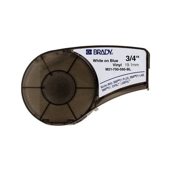 Brady M21-750-595-BL Nastro Etichette Originale Vinile - Testo Bianco su Fondo Blu - Larghezza 19,1mm x 6,40m