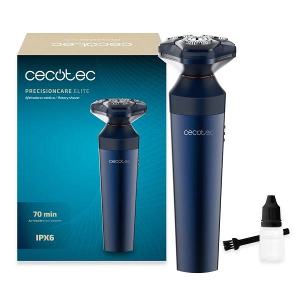 Cecotec PrecisionCare Elit Rasoio Rotativo - Autonomia fino a 70min - 7200rpm - IPX6 - Ergonomico - Lame in Acciaio Inossidabile - Colore Blu Marino