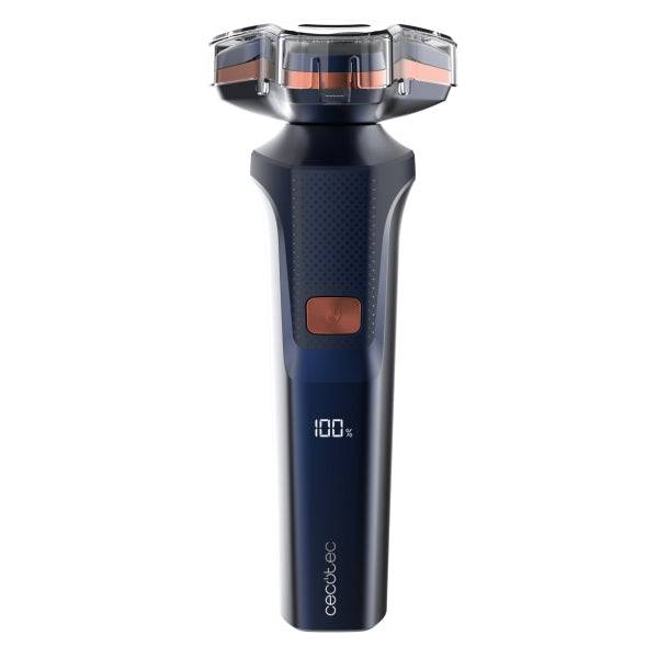 Cecotec PrecisionCare Aluminum Rasoio Rotativo - Autonomia fino a 2h - Testina Magnetica - Velocità 8500rpm - Display LED - Rivestimento Titanio - Colore Blu Marino
