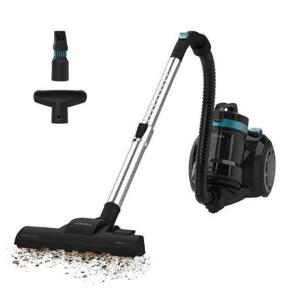 Cecotec Conga Rockstar Cyclonic Plus Aspirapolvere a Traino senza Sacchetto - 800W - Aspirazione 16kPa - Serbatoio di 2L - Include Accessori - Ideale per Animali Domestici - Filtro HEPA - Raggio fino a 7m - Colore Nero