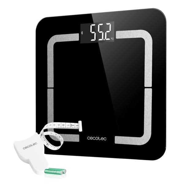 Cecotec Surface Precision 9500 Smart Healthy Bilancia Pesapersone - Bluetooth - Display LCD - Acciaio Inossidabile - Vetro Temperato - Supporta fino a 180kg - 310x310mm - Colore Nero