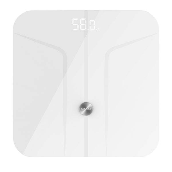 Cecotec Surface Precision 970 Smart Healthy Bilancia Pesapersone - Bluetooth - Display LED - Vetro Temperato - Misurazione Bioimpedenza - Supporta fino a 180kg - 278x278mm - Colore Bianco