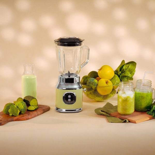 Cecotec RetroTwist Green Frullatore a Bicchiere - Potenza 800W - Capacità Brocca 1L - Stile Retrò - Lame Rivestite Titanio - Colore Menta