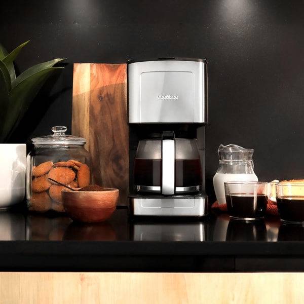 Cecotec Coffee 56 Heat Caffettiera a Goccia per 12 Tazze - Potenza 800W - Capacità 1.3L - Temperatura Regolabile - Finiture in Acciaio Inossidabile - Colore Nero e Argento