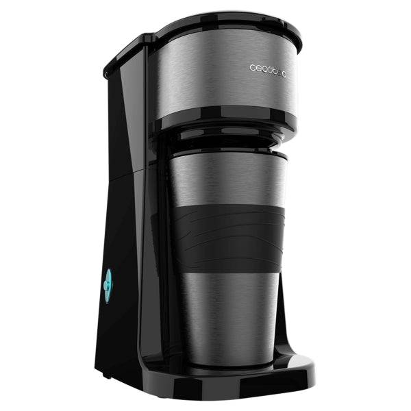 Cecotec Coffee 66 Drop and Go Caffettiera a Goccia - Potenza 700W - Capacità 420ml - Sistema Antigoccia - Acciaio Inossidabile - Thermos Portatile - Colore Nero e Grigio