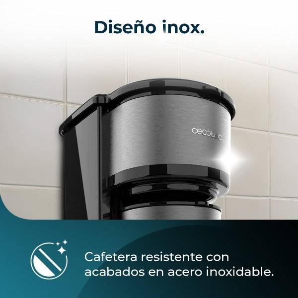 Cecotec Coffee 66 Drop and Go Caffettiera a Goccia - Potenza 700W - Capacità 420ml - Sistema Antigoccia - Acciaio Inossidabile - Thermos Portatile - Colore Nero e Grigio