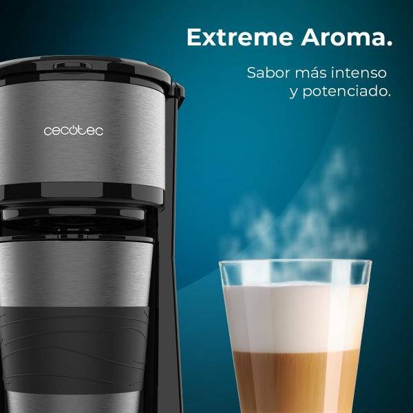 Cecotec Coffee 66 Drop and Go Caffettiera a Goccia - Potenza 700W - Capacità 420ml - Sistema Antigoccia - Acciaio Inossidabile - Thermos Portatile - Colore Nero e Grigio