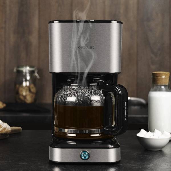 Cecotec Coffee 66 Heat Macchina Caffè a Filtro - Potenza 950W - Serbatoio 1.5L - Sistema Antigoccia - Finiture Acciaio Inossidabile - Temperatura Regolabile - Colore Nero e Argento