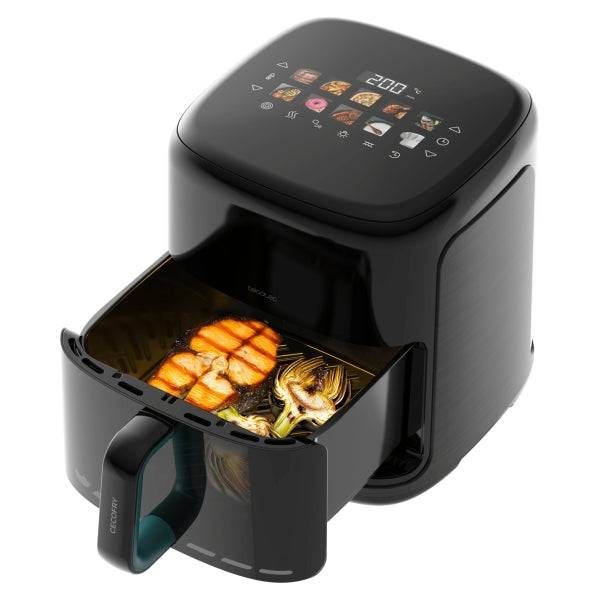 Cecotec Cecofry and Grill Smokin'Prime 6500 Friggitrice ad Aria con Doppia Resistenza - 2200W - Capacità 6,5L - Temperatura Regolabile - Grill - Affumicatore - Finestra di Visualizzazione - Colore Nero
