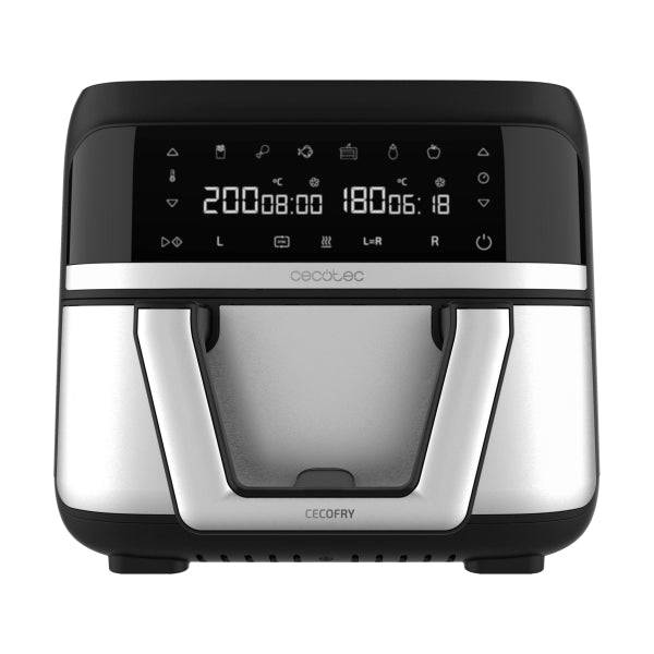 Cecotec Cecofry Dual 9000 Friggitrice ad Aria - Potenza 2850W - Capacità 9L - Temperatura Regolabile - Parete Divisoria Mobile - Display Touch - Colore Nero e Grigio