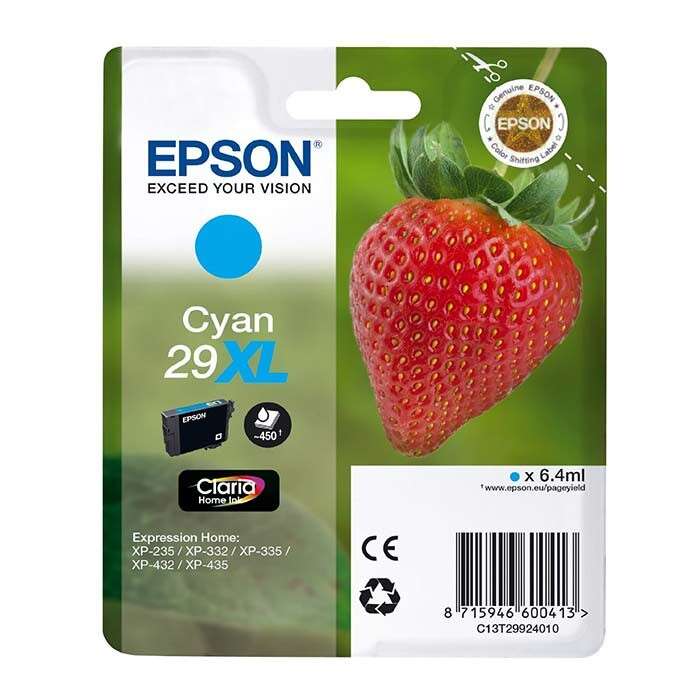Epson T2992 (29XL) Cyan Cartuccia d'Inchiostro Originale - C13T29924012