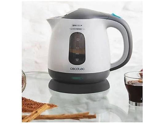 Cecotec ThermoSense 120 Bollitore 1L - Potenza 1100W - Privo di BPA - Base 360º Indipendente - Filtro Anticalcare - Spegnimento Automatico - Colore Bianco