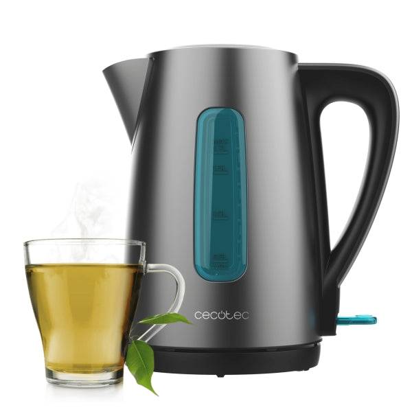 Cecotec Thermosense 210 Steel Bollitore 1.7L - Potenza 2200W - Base 360º - Acciaio Inossidabile - Colore Grigio Scuro