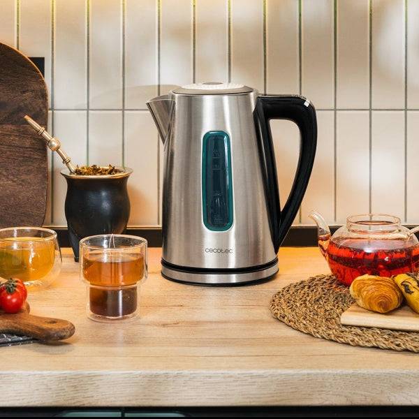 Cecotec Thermosense 210 Steel Bollitore 1.7L - Potenza 2200W - Base 360º - Acciaio Inossidabile - Colore Grigio Scuro