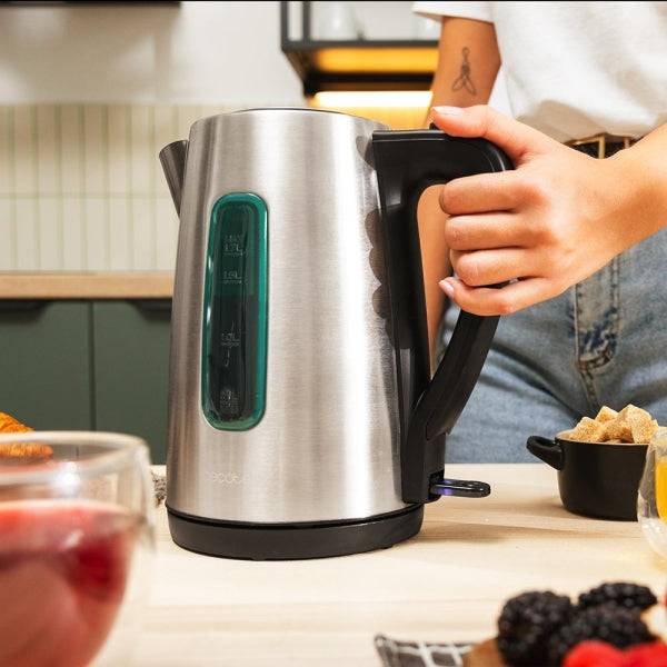 Cecotec Thermosense 210 Steel Bollitore 1.7L - Potenza 2200W - Base 360º - Acciaio Inossidabile - Colore Grigio Scuro