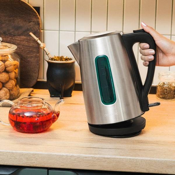 Cecotec Thermosense 210 Steel Bollitore 1.7L - Potenza 2200W - Base 360º - Acciaio Inossidabile - Colore Grigio Scuro