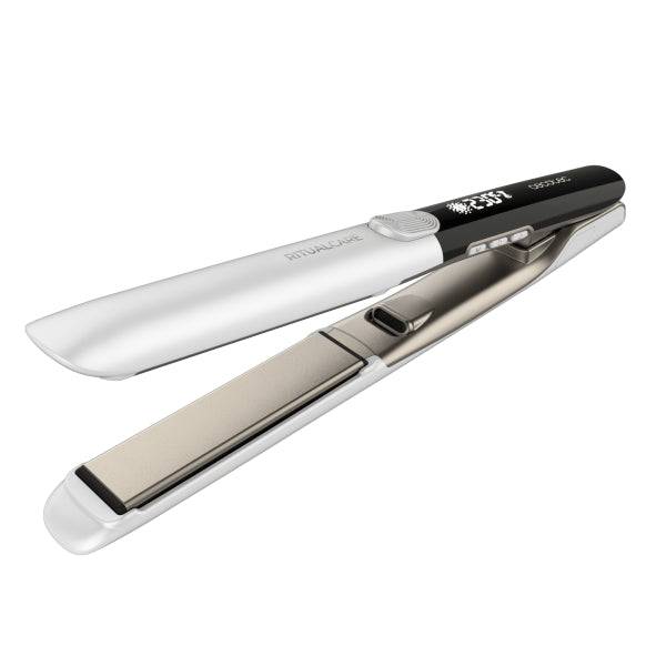Cecotec RitualCare Twerk Piastra Capelli con Vibrazione - Cavo 360º - Display LED - Blocco Piastre - Temperatura Regolabile - Rivestimento Cheratina - Bianco