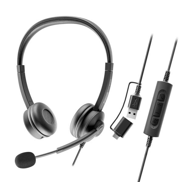 Axtel FLOW Auricolari con Microfono USB - Riduzione del Rumore - USB-A e USB-C