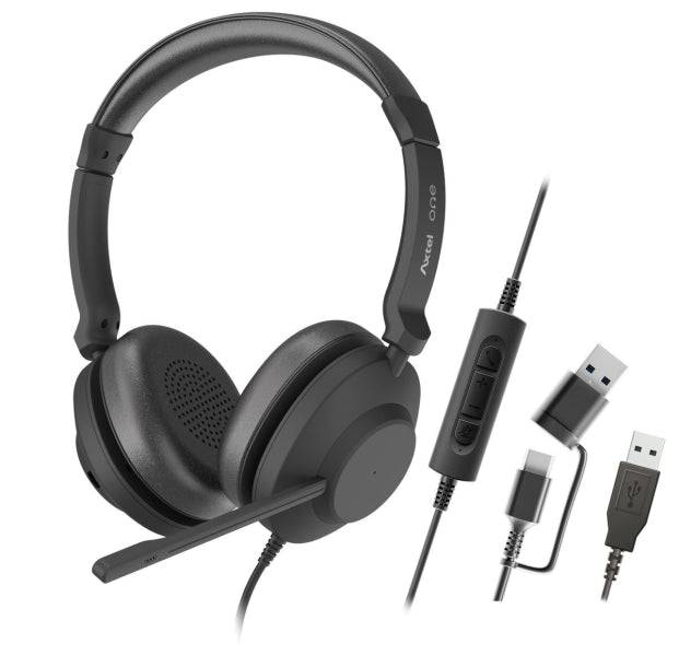 Axtel One Cuffie con Microfono USB - Connessione USB-A e USB-C - Controlli Audio Integrati - Stereo