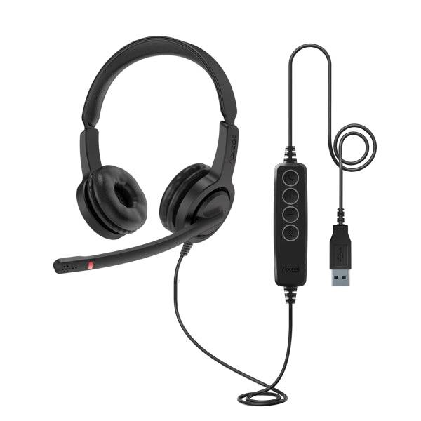 Axtel Voice UC28 Cuffie con Microfono USB - Connessione USB-A - Cancellazione del Rumore - Costruzione Robusta
