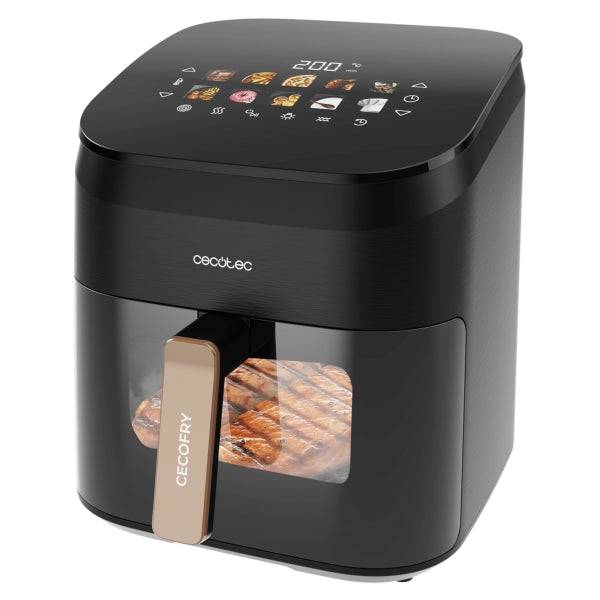 Cecotec Cecofry and Grill Smokin' 6500 Friggitrice ad Aria - 2200W - Capacità 6,5L - Temperatura Regolabile fino a 200ºC - Affumicatore Integrato - Finestra di Visualizzazione - Colore Nero