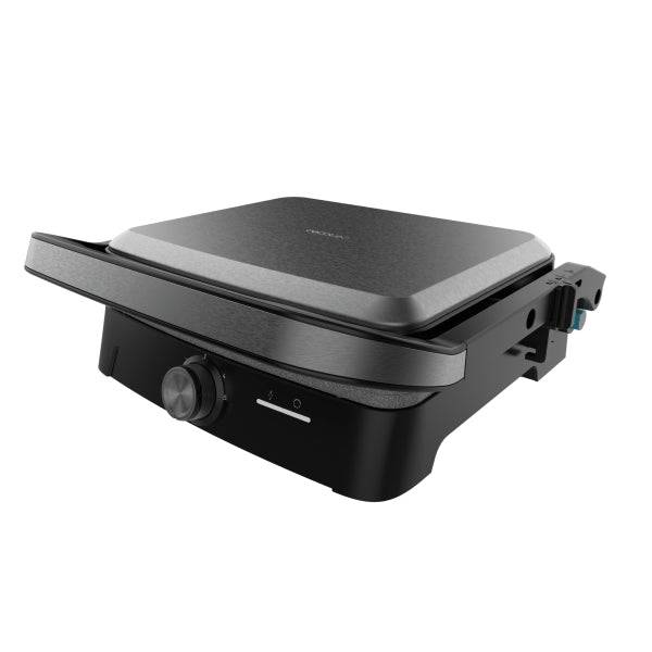 Cecotec Rock'nGrill 2000 Full Open Piastra Griglia Elettrica - 2000W - Antiaderente - Temperatura Regolabile - Apertura 180° - Vassoio Raccogli Grasso - Superficie Cottura 279x229mm - Colore Grigio