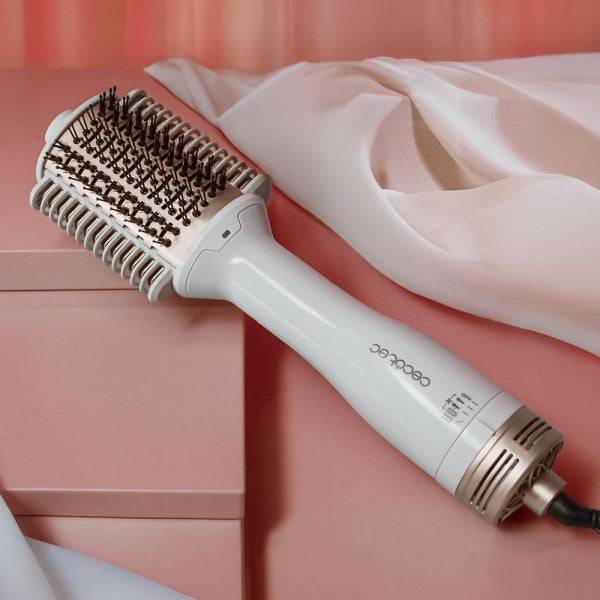 Cecotec Air DryBold Spazzola Soffiante - 1200W - Piastre Riscaldanti - Temperatura Regolabile - Rivestimento Ceramico - Generatore di Ioni - Multifunzione - Punta Fredda - Colore Bianco