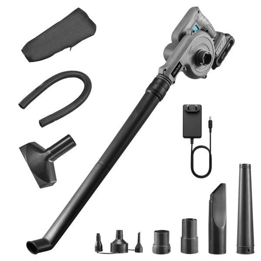 Cecotec AirForce 2120 FreeMove Soffiatore Foglie Cordless - Batteria 21V 2Ah - Include Accessori - Multifunzione - Velocità fino a 200km/h - Colore Grigio
