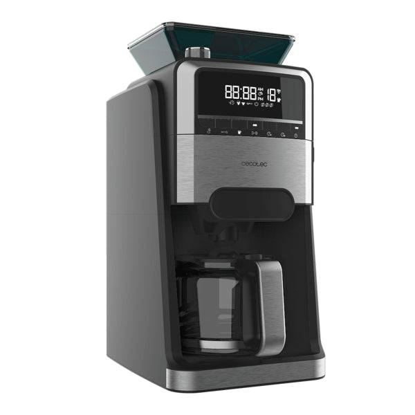 Cecotec Coffee 66 Grind and Brew Macchina da Caffè Filtro 12 Tazze - 1400W - Caraffa 1.5L - Programmabile - Finiture in Acciaio Inossidabile - Serbatoio e Macinacaffè Integrato - Colore Nero e Grigio