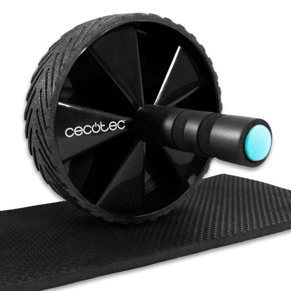 Cecotec DrumFit AB Wheel Ruota Addominale - Supporta fino 200kg - Multifunzione - Presa Antiscivolo Imbottita - Tappetino Incluso - Rivestimento Gomma - 29.3x18x18cm - Colore Nero