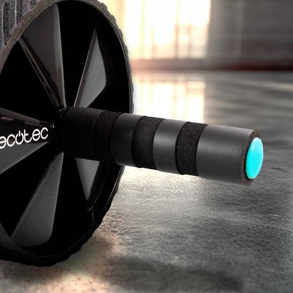 Cecotec DrumFit AB Wheel Ruota Addominale - Supporta fino 200kg - Multifunzione - Presa Antiscivolo Imbottita - Tappetino Incluso - Rivestimento Gomma - 29.3x18x18cm - Colore Nero