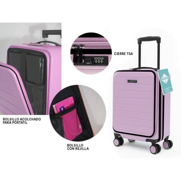 Lagart Valigia Trolley Pocket Cabina Rigida 20" 55x34x25cm - Scomparto Anteriore Imbottito per Laptop - Chiusura TSA - Ruote Doppie 360°