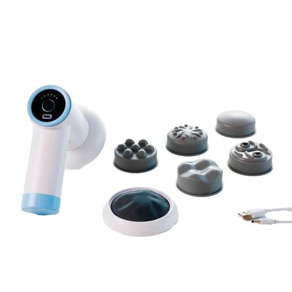 Innovagoods CellyGun Pistola Massaggiatore Anticelulitica Ricaricabile 6 in 1 - 5 Testine Intercambiabili - 6 Livelli di Intensità - Vibrazione ad Alta Frequenza - Cavo USB C
