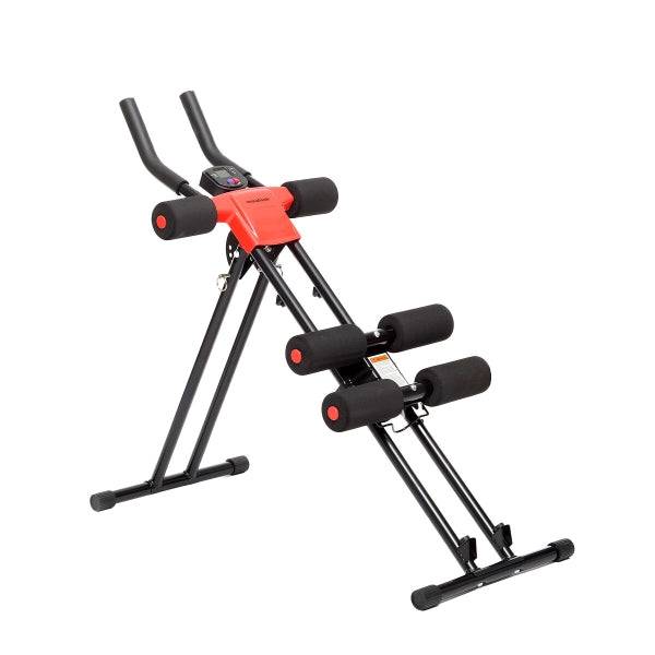 Innovagoods Plawer Macchina per Addominali Pieghevole con Guida Esercizi - Multifunzione - Display LCD - Pieghevole e Antiscivolo - Colore Nero Rosso