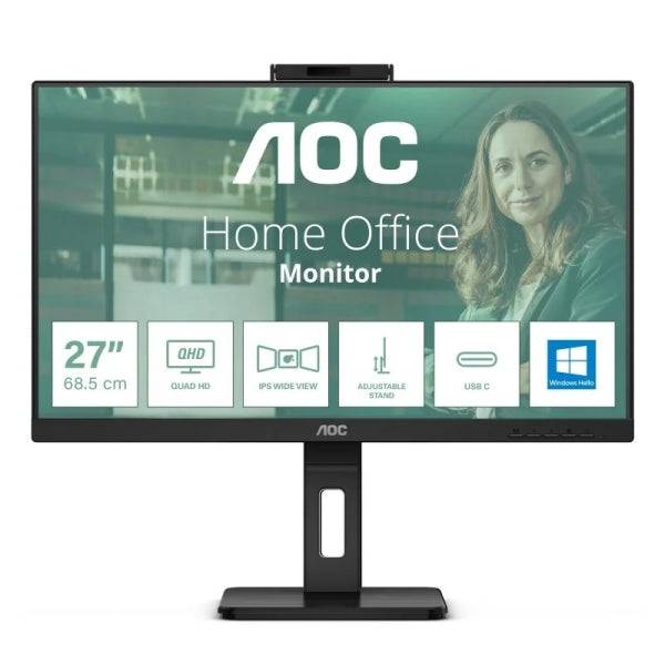 AOC 24P3QW Monitor 23.8" WLED IPS FullHD 120Hz - Respuesta 4ms - Ajustable en Altura, Giratorio e Inclinable - Altavoces 10W - USB, HDMI, DisplayPort, Webcam - VESA 100x100