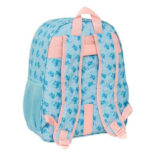 Safta Stitch Ohana Zaino - Adattabile a Trolley - Portabottiglie - Doppio Cursore - Ergonomia Imbottita - Tasca Frontale - Maniglia - 15L - 320x120x380mm - Colore Azzurro Chiaro