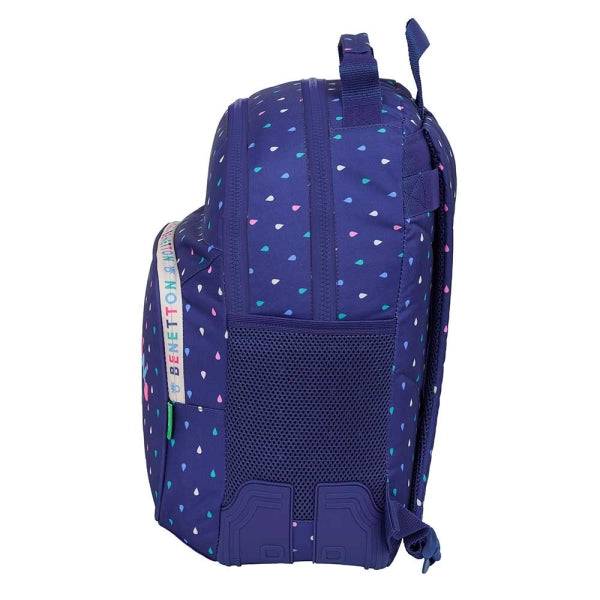 Safta Benetton Drop Zaino con 2 Scomparti - Antiabrasione - Adattabile a Trolley - Portabottiglie - Tirante Doppio - Spallacci Imbottiti - 20L - 320x150x420mm - Colore Blu Scuro