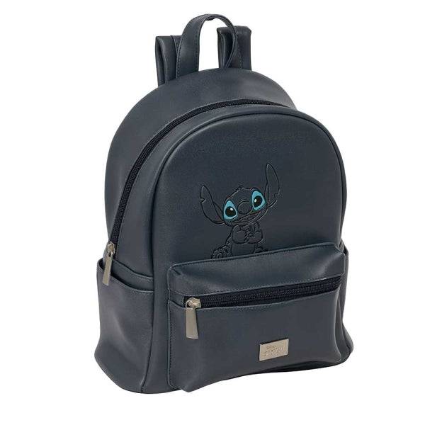 Safta Stitch Gray Mini Zaino - Tasca Frontale - Doppio Tirante - Interno Rivestito - Spallacci Regolabili - Manico Superiore - 9L - 240x120x280mm - Colore Nero