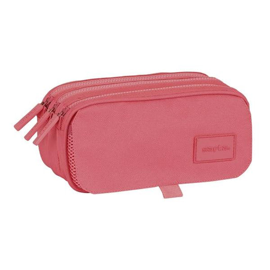 Safta Basic Astuccio - 3 Scomparti con Cerniere - Tasca Frontale - Cinghia Regolabile - 1.72L - 215x80x100mm - Colore Rosa