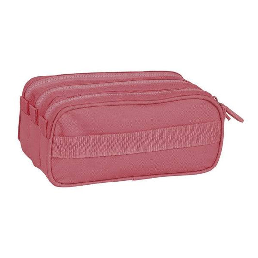 Safta Basic Astuccio - 3 Scomparti con Cerniere - Tasca Frontale - Cinghia Regolabile - 1.72L - 215x80x100mm - Colore Rosa