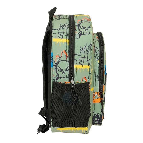 Safta Graffiti Zone Zaino - Adattabile a Carrello - Tasche Laterali - Doppio Tirante - Spalline Imbottite - Tasca Frontale - Manico Superiore - 15L - 320x120x380mm - Colore Verde