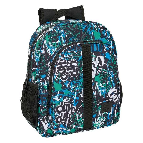 Safta Graffiti Go Zaino - Adattabile a Carrello - Tasche Laterali - Doppio Tirante - Spalline Imbottite - Manico Superiore - Grande Capacità - 320x120x380mm - Colore Blu Scuro