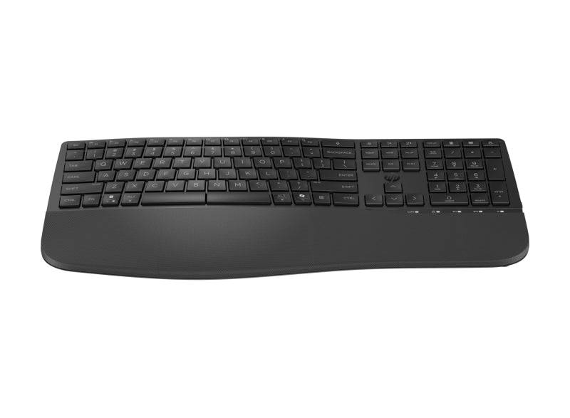 HP 685 Tastiera Wireless Ergonomica Dual-Mode - Bluetooth 5.3 + 2.4GHz - Poggiapolsi Imbottito - 23 Tasti Programmabili - 3 Posizioni di Inclinazione - Tasti Silenziosi Profilo Basso - Autonomia fino a 36 Mesi - Colore Nero
