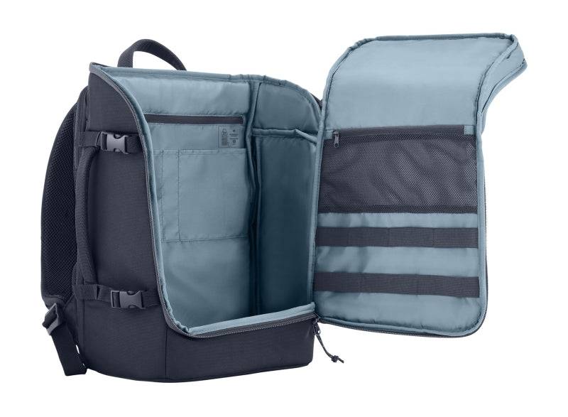 HP Travel Zaino Espandibile per Notebook 15.6" 25‑30L - Poliestere Resistente - Comparto Imbottito - Tasca RFID e Nascosta - Cerniere con Chiusura - Spallacci e Cintura Toracica Imbottiti - Colore Grigio