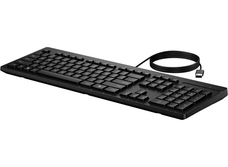 HP 125 Tastiera USB G2 - Tasto Copilot IA - Piedini Regolabili - Indicatori LED (Num/Maiusc) - Tasti Plunger - Realizzata in Plastica Riciclata - Colore Nero